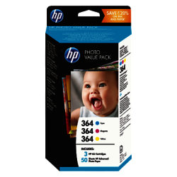 HP 364 Photo Value Pack With Cyan, Yellow & Magenta Ink Cartridges And 50 Sheets Of Photo Paper